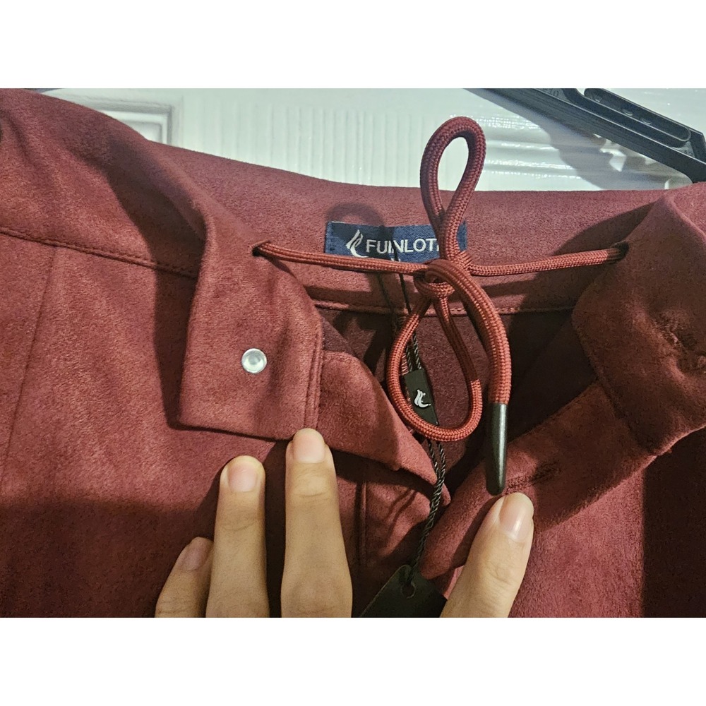 NWT Women's XL Burgundy Maroon A-Line Mini Skirt High Waist Gold Button Front - Picture 7 of 16